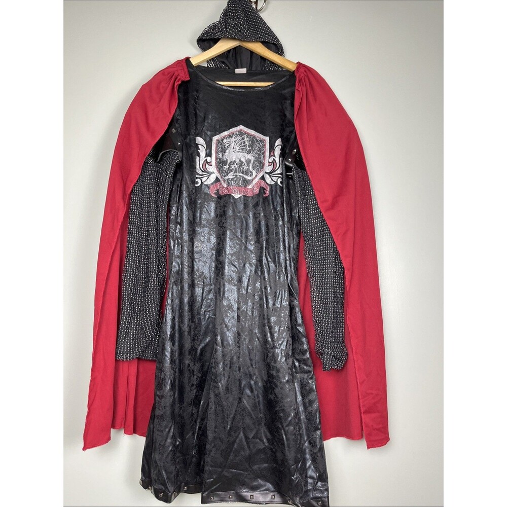 Spirit Halloween Adult Medieval Knight Costume Dragon Size M Cape Hood Gauntlets